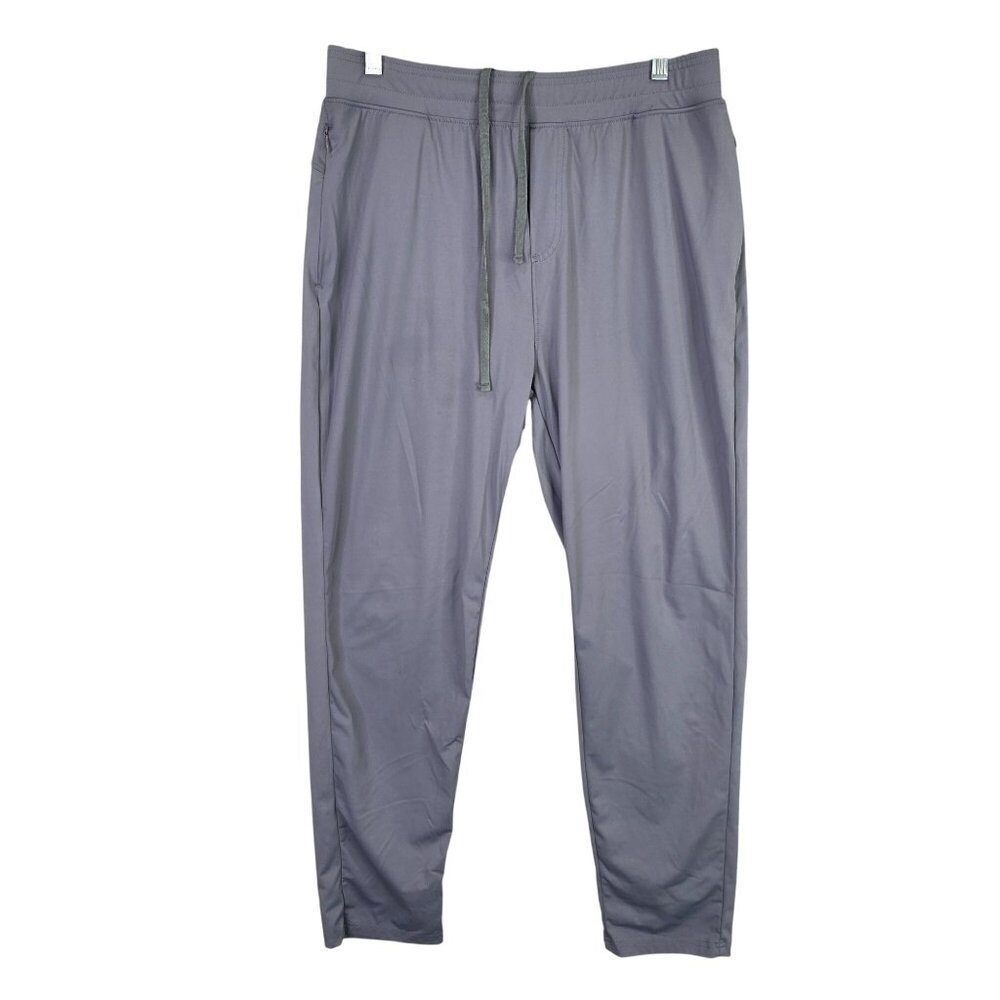 Womens Gray Athletic Jogger Pants Drawstring Polyester Blend Stretch Size L